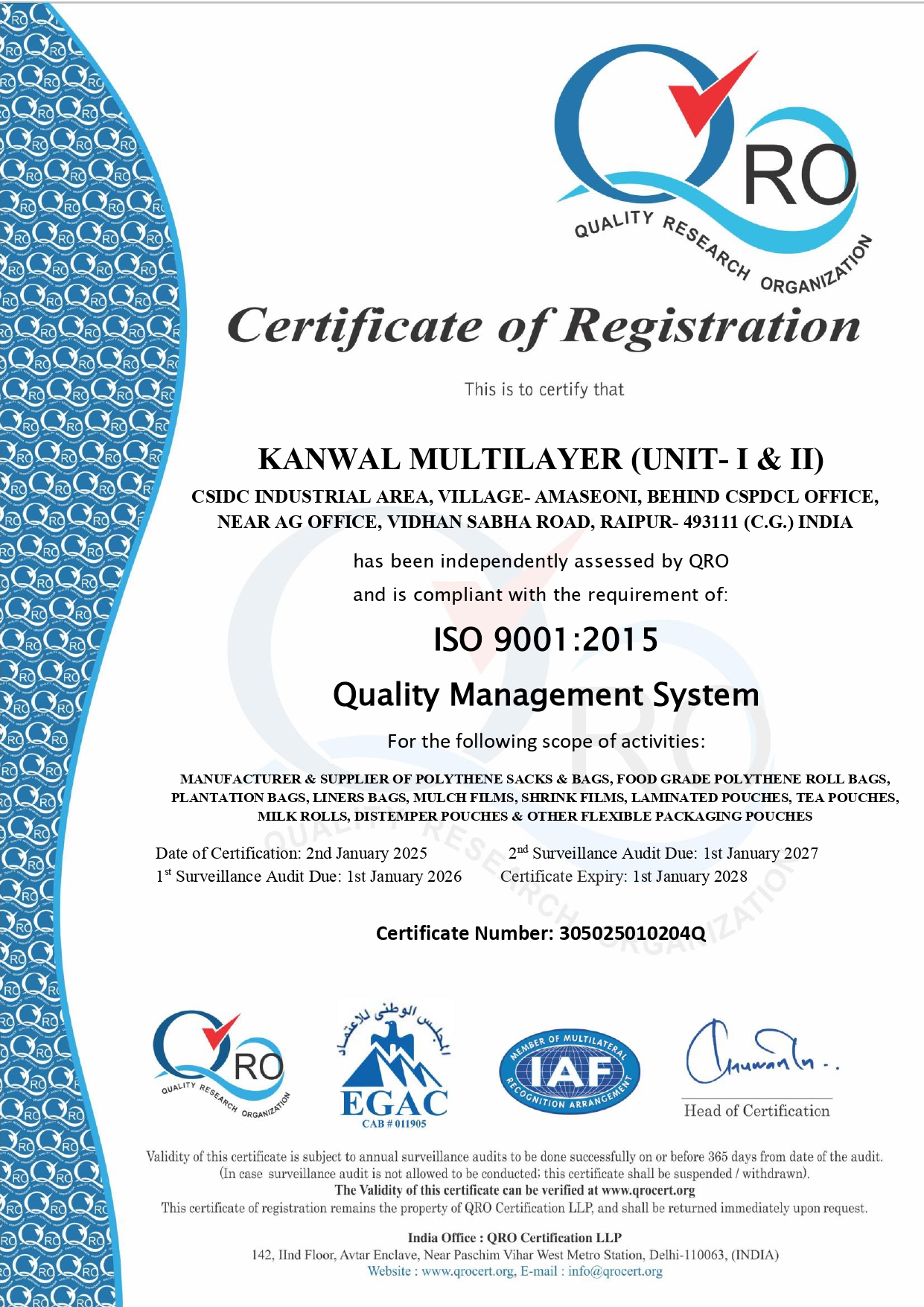 ISO Certificate